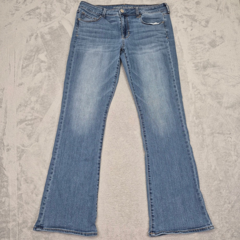 American Eagle Skinny Kick Super Stretch Jeans Womens 14 Regular Medium Wash